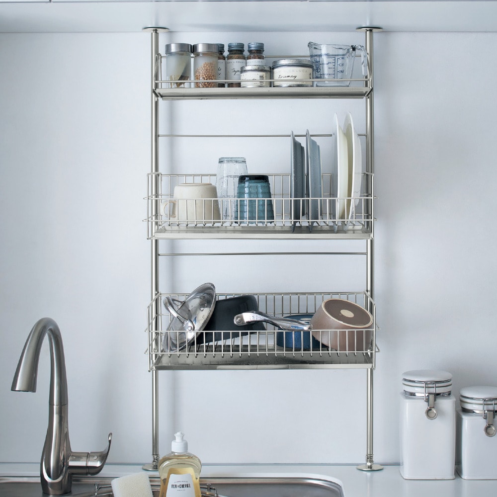 キッチンがすっきり整うつっぱり水切りかご「Stenlee days」(BELLE MAISON DAYS) キッチンがすっきり整うつっぱり水切りかご「Stenlee days」(BELLE MAISON DAYS)