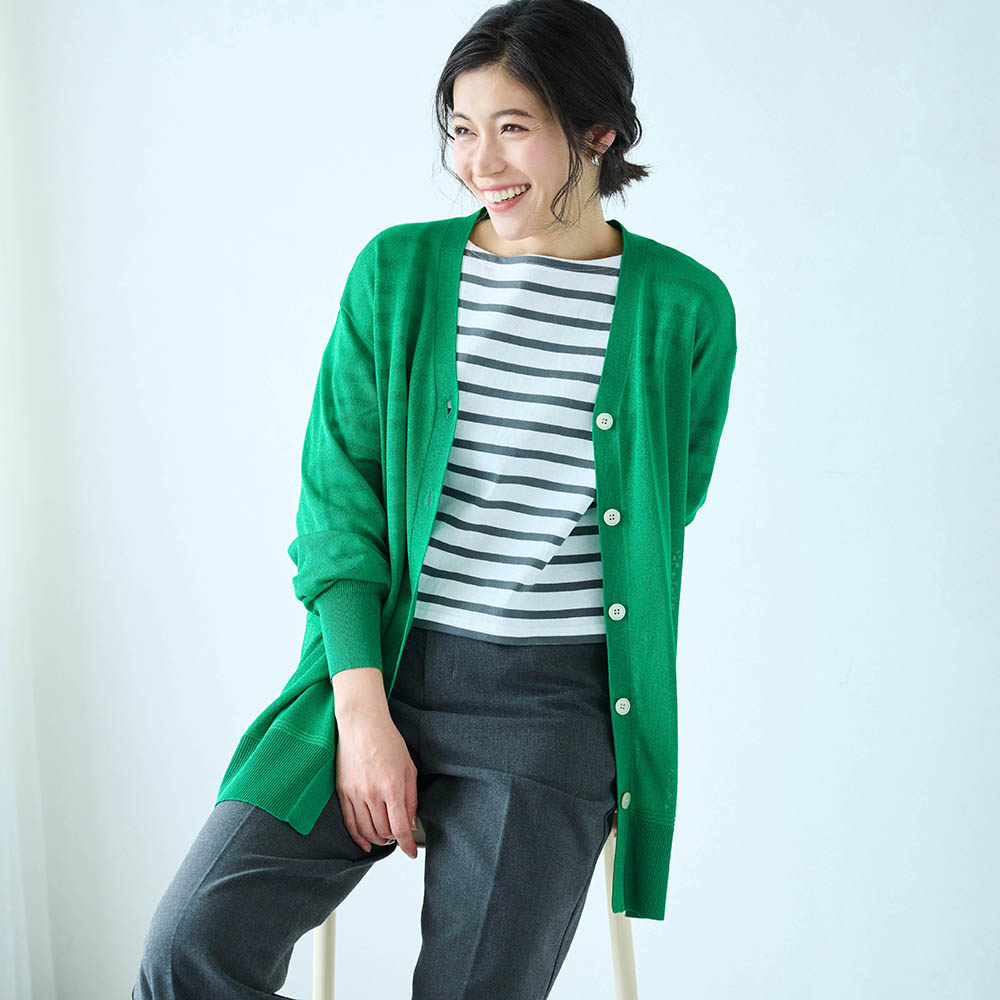【スタイルノート/StyleNote】近赤外線ケアミドル丈ニットカーディガン【UVケア】