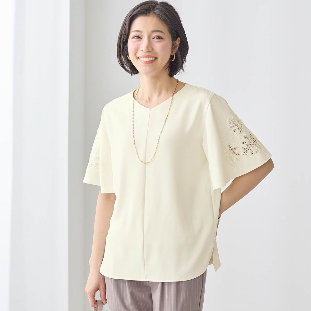 【スタイルノート/StyleNote】袖刺しゅうレースブラウス