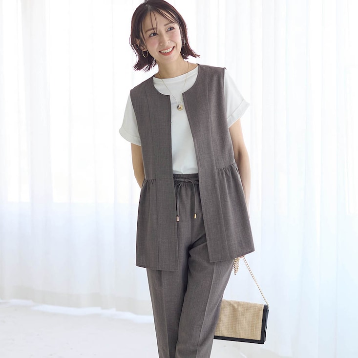 サラっと涼やか素材の切替えジレ スタイルノート/StyleNote