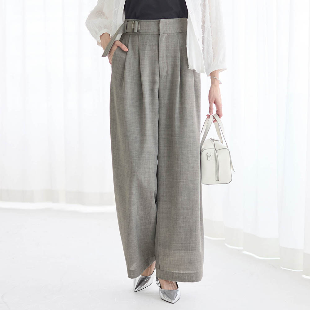 【スタイルノート/StyleNote】端正なサマーウールワイドパンツ 【TV newsおかえり で着用されました】