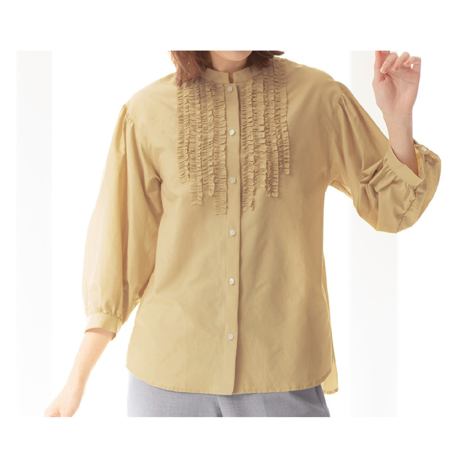 【スタイルノート/StyleNote】綿シルク素材の華やかブラウス