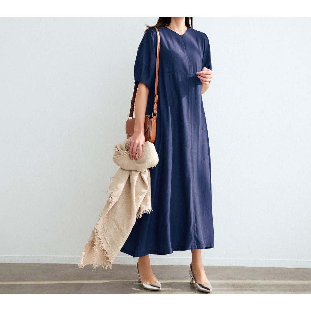 【スタイルノート/StyleNote】ステッチ切替えロング丈ワンピース