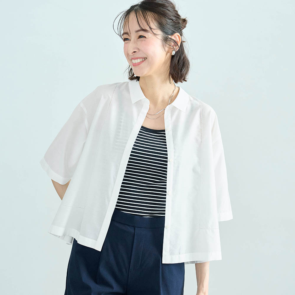 【スタイルノート/StyleNote】刺しゅう使いショート丈シャツ