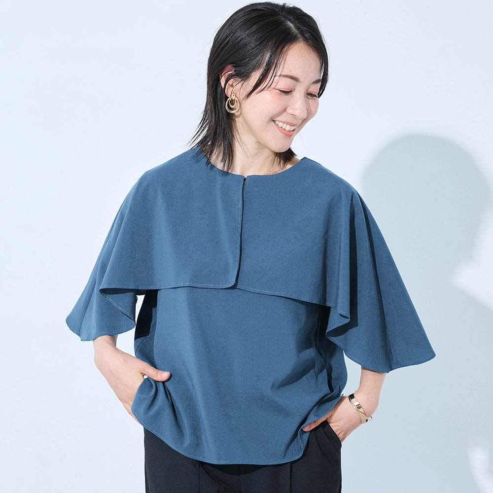 【スタイルノート/StyleNote】近赤外線ケアケープ風ブラウス【UVカット】 【TV newsおかえり で着用されました】