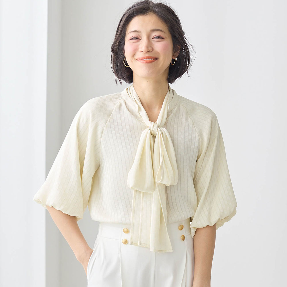 【スタイルノート/StyleNote】取り外せる2WAYボウタイブラウス 【スタイルノート/StyleNote】取り外せる2WAYボウタイブラウス