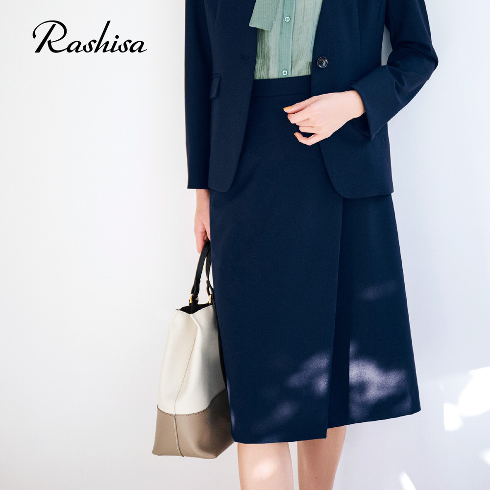 【ラシサ/Rashisa】サマーウール混ラップ風スカート