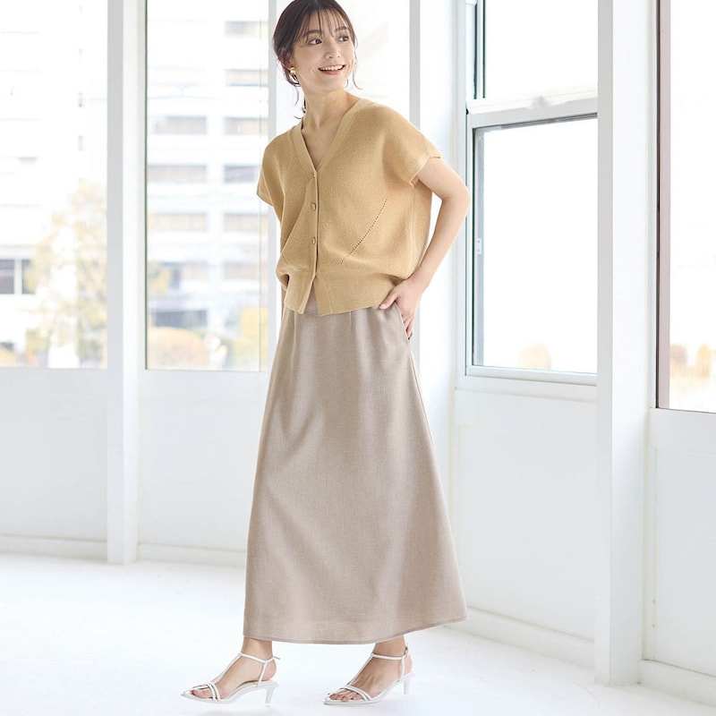 モデル身長170cm／M ※写真は撮影用のため総丈+6cmになります。