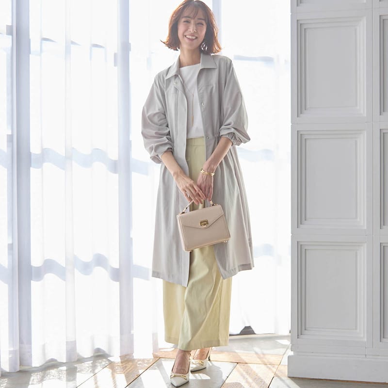 モデル身長169cm／M　※写真は撮影用のため着丈+6cmになります。