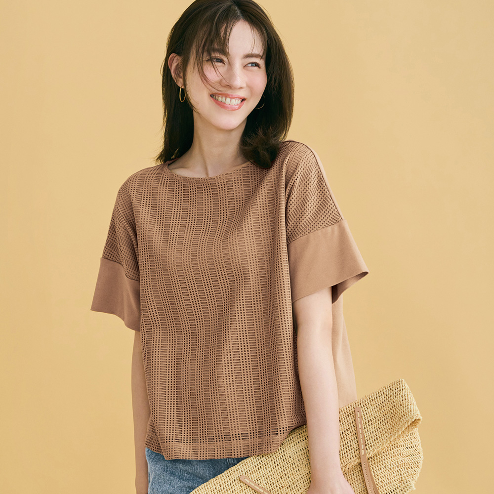 【新色追加】 前身頃レース使いカットソー