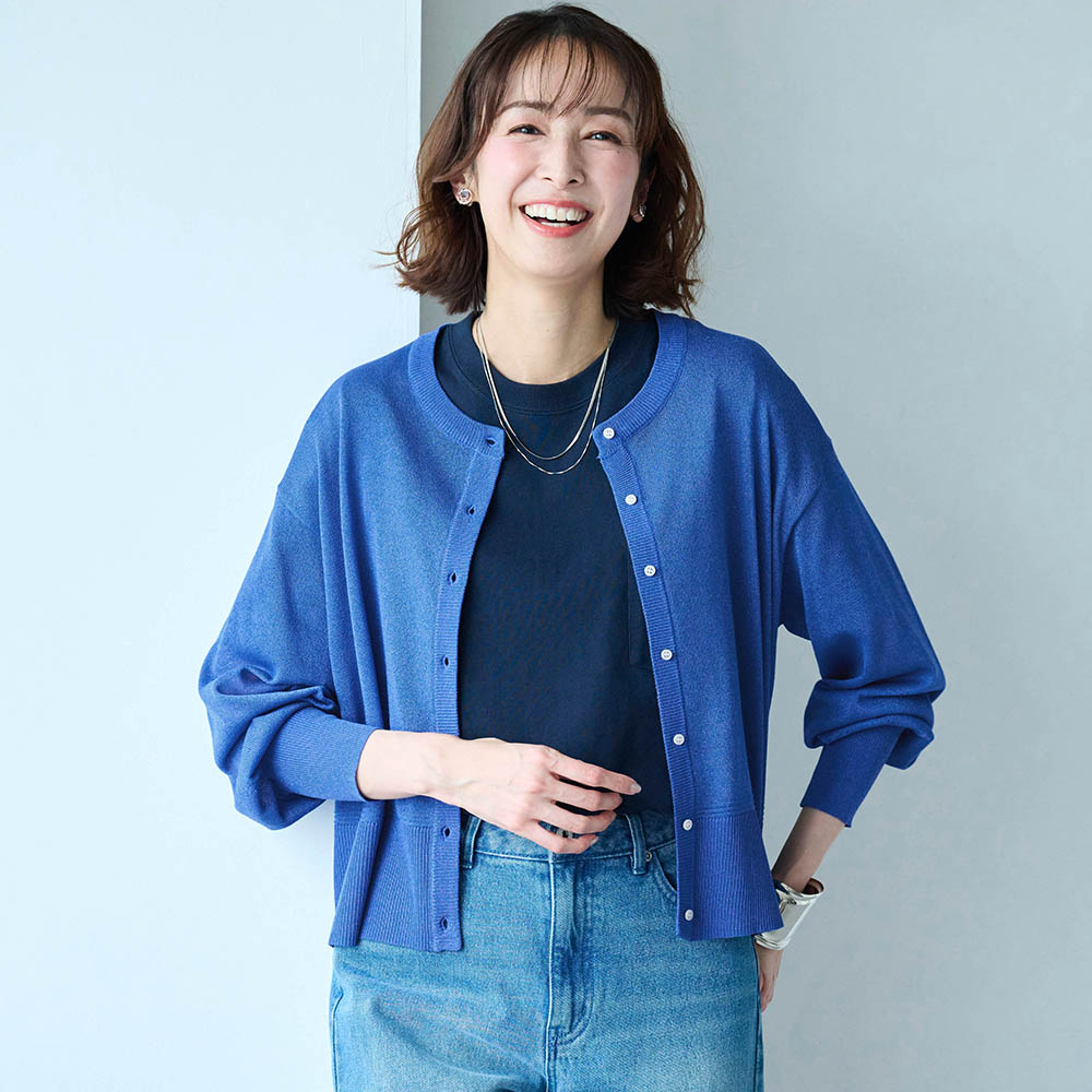 【スタイルノート/StyleNote】近赤外線ケアクルーネックニットカーディガン 【UVケア】