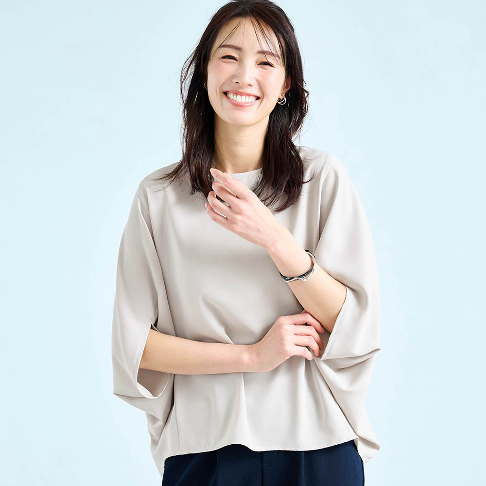 【スタイルノート/StyleNote】【新色追加】 週3使えるコクーンブラウス【防シワ】