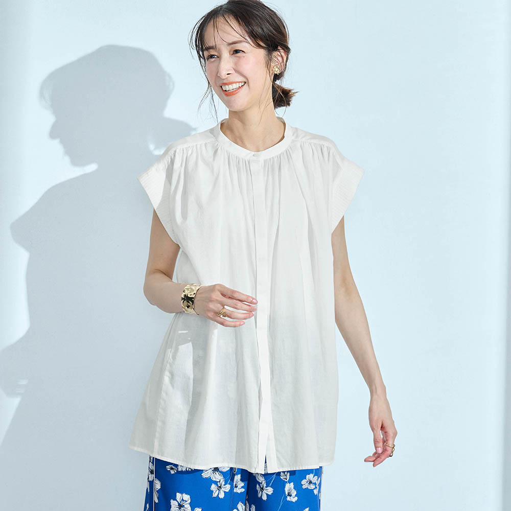 【スタイルノート/StyleNote】袖口プリーツ使いデザインシャツ