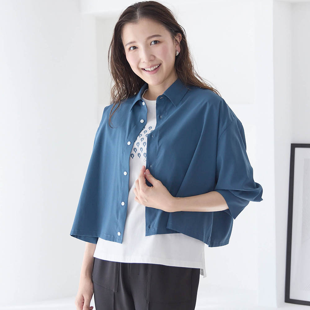 【スタイルノート/StyleNote】近赤外線ケアクロップドシャツ【UVカット】 【スタイルノート/StyleNote】近赤外線ケアクロップドシャツ【UVカット】