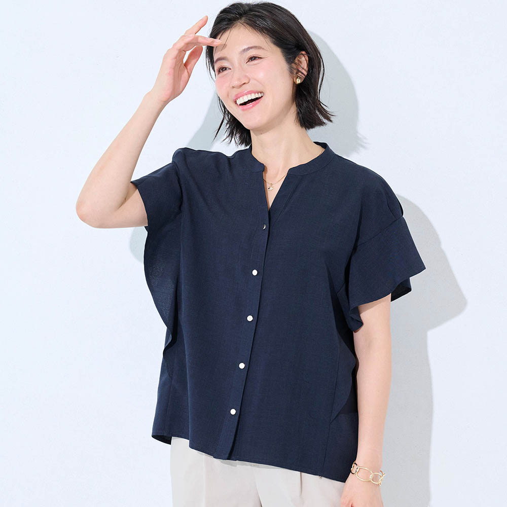 【スタイルノート/StyleNote】サラっと涼やか素材のフリルブラウス