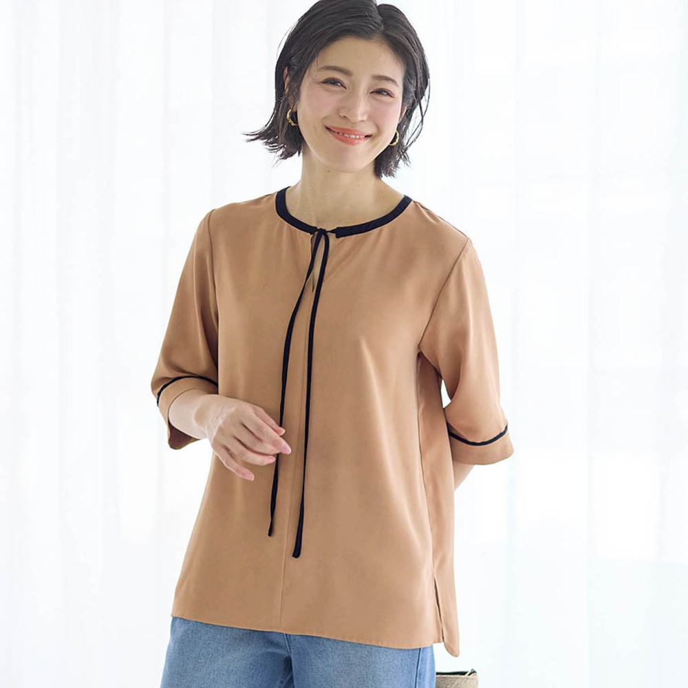 【スタイルノート/StyleNote】配色TEEブラウス 【TV newsおかえり で着用されました】