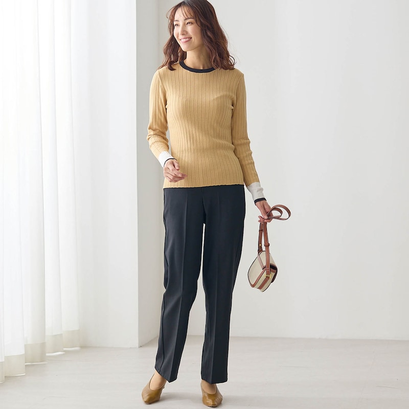 モデル身長173cm／M ※写真は撮影用のため股下+6cmになります。パンツのみ着用