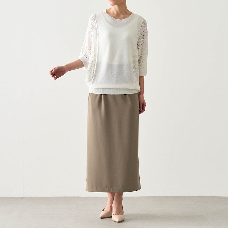 モデル身長168cm／M ※写真は撮影用のため総丈+6cmになります。