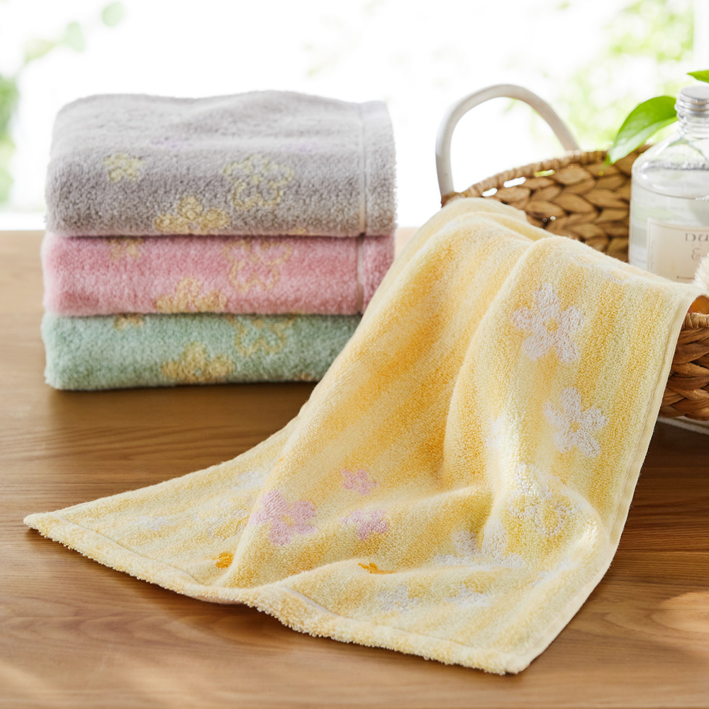 【UCHINO】【アウトレット】お花とストライプデザインが可愛いタオル