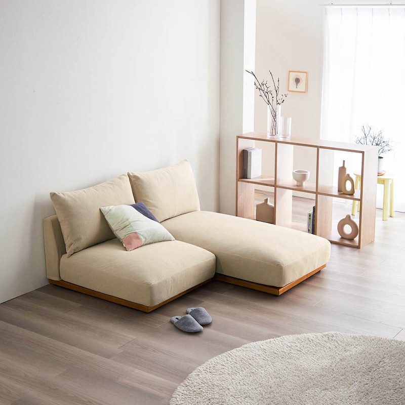 １人掛け+カウチ／本体+カバー（アイボリー）