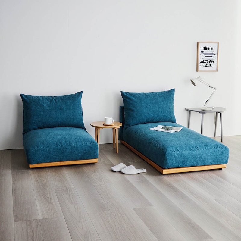 １人掛け+カウチ／本体+カバー（ブルーグリーン）