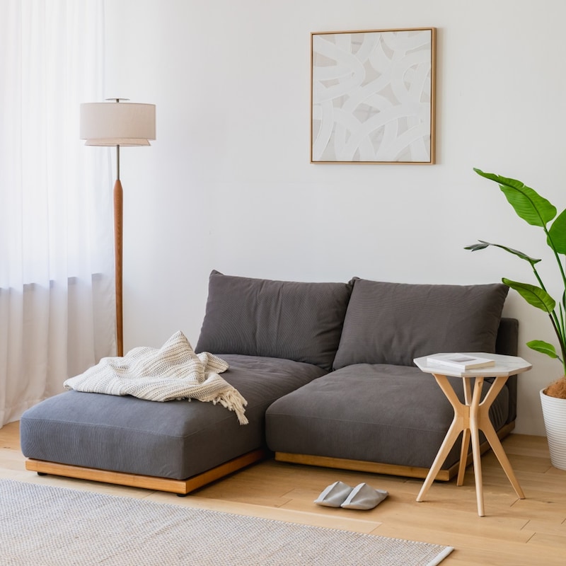 １人掛け+カウチ／本体+カバー（チャコール）