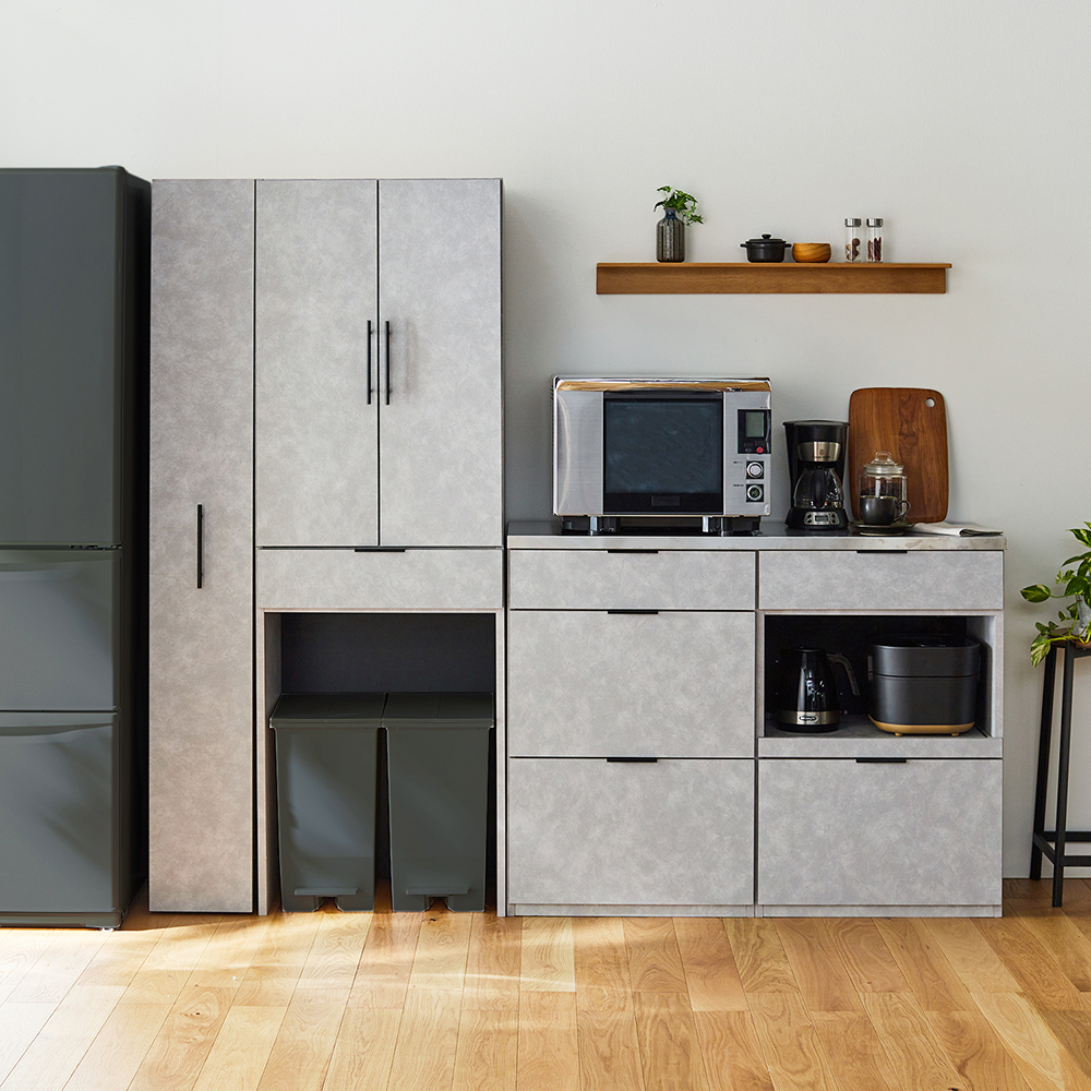 【BELLE MAISON DAYS】ステンレス天板のモルタル調ユニットキッチンボード[日本製]
