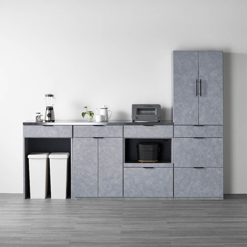 ダストボックス収納、扉×引出し、家電収納、扉、引出し、天板・幅180cm