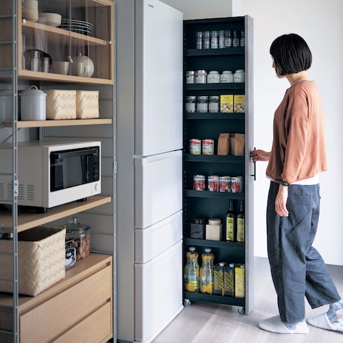 モルタル調隙間ワゴン［完成品］ ＜幅15／幅20／幅25cm＞