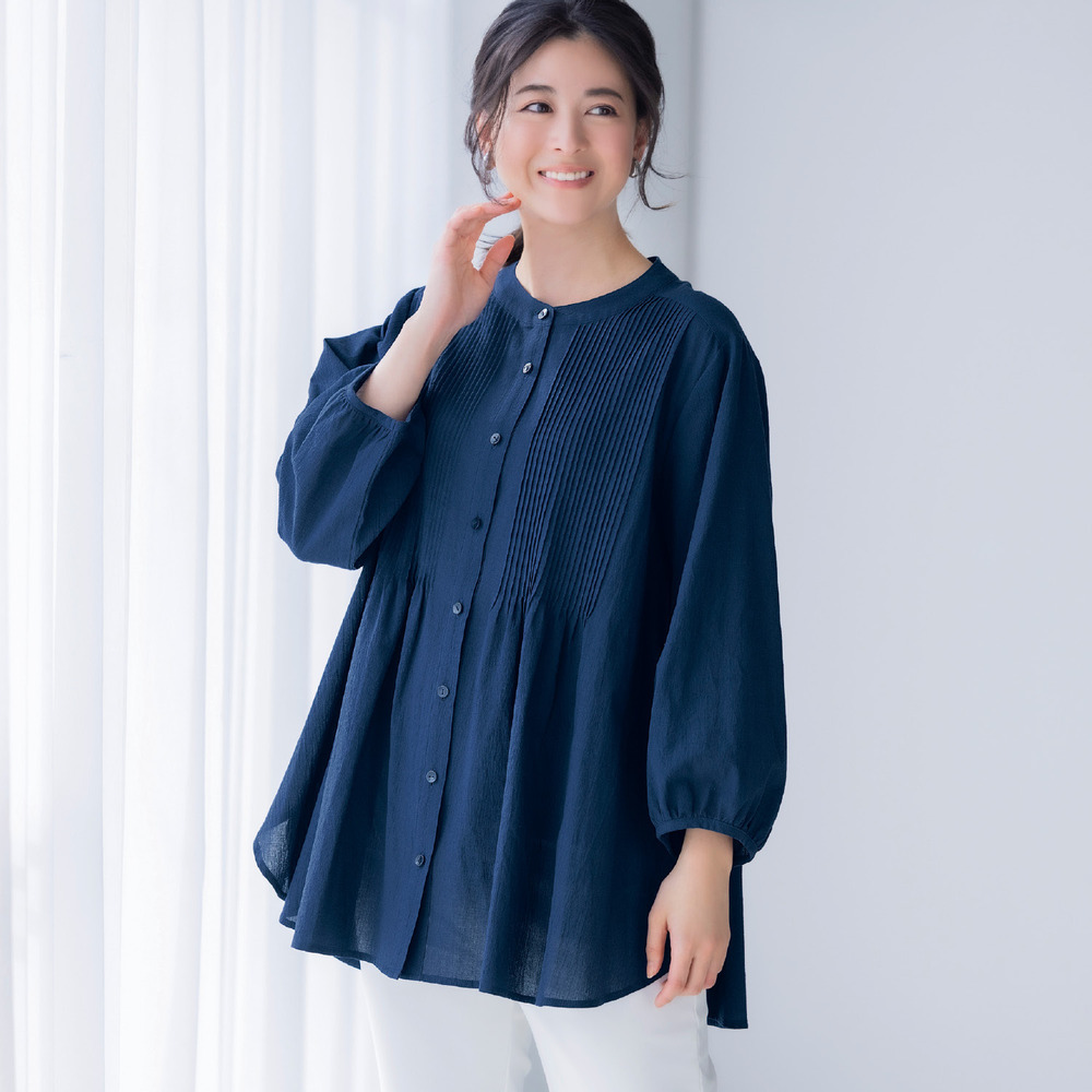 【ベルメゾン】綿強撚ピンタックチュニックブラウス