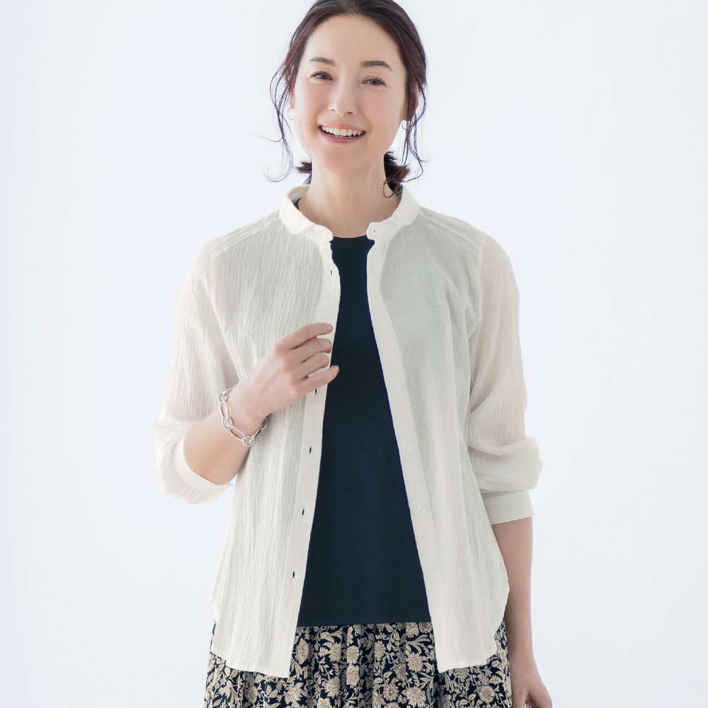 【ベルメゾン】丸襟デザインシャツ