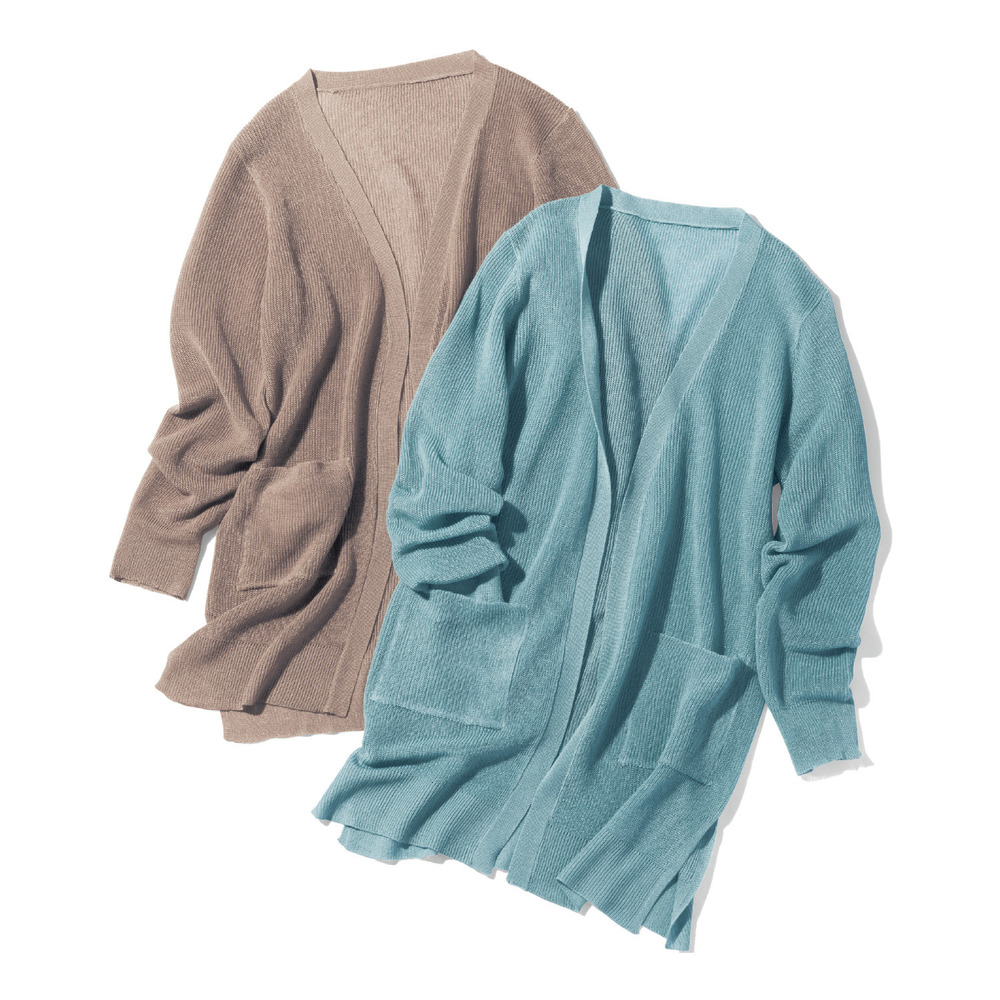 【ベルメゾン】しゃりっと畦編みロングカーディガン