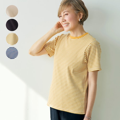 綿混素材の半袖リブTシャツ