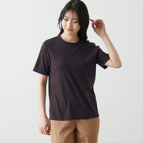 綿混素材の半袖リブTシャツ