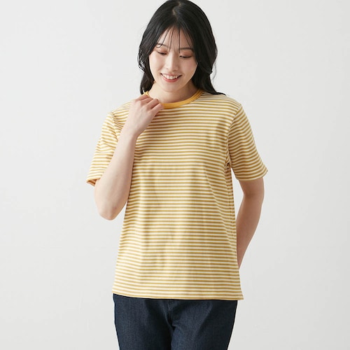 綿混素材の半袖リブTシャツ