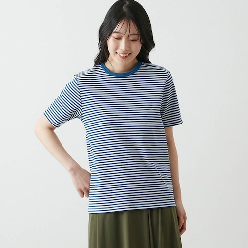 綿混素材の半袖リブTシャツ