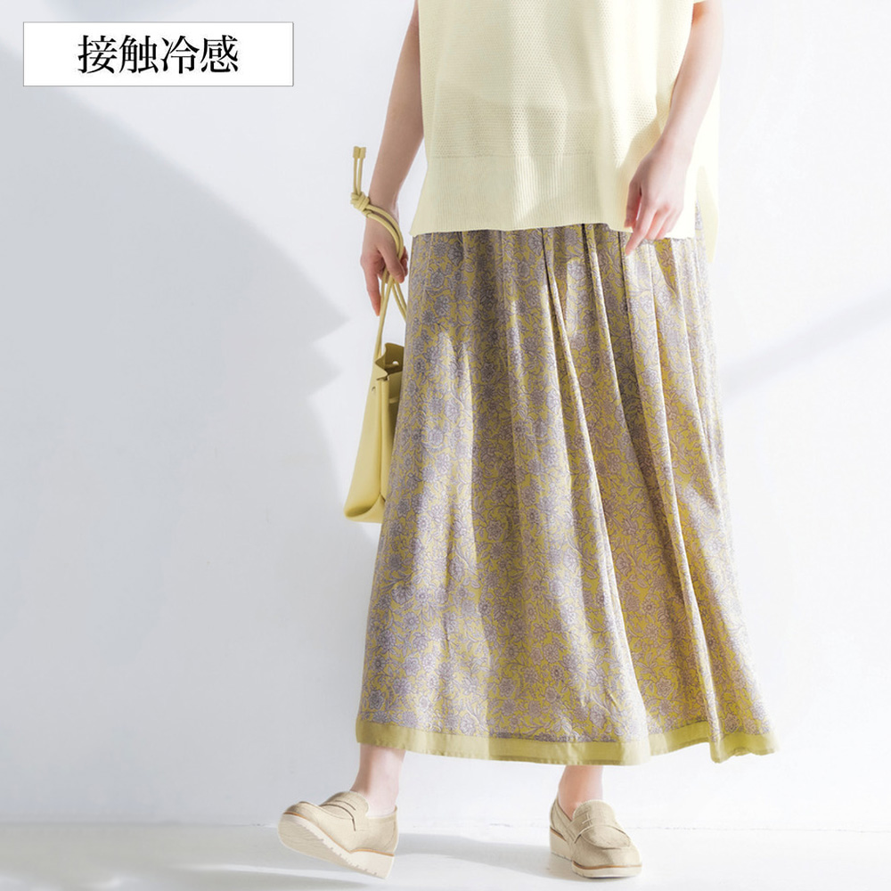 【ベルメゾン】ひんやり花柄プリントスカート 【接触冷感】