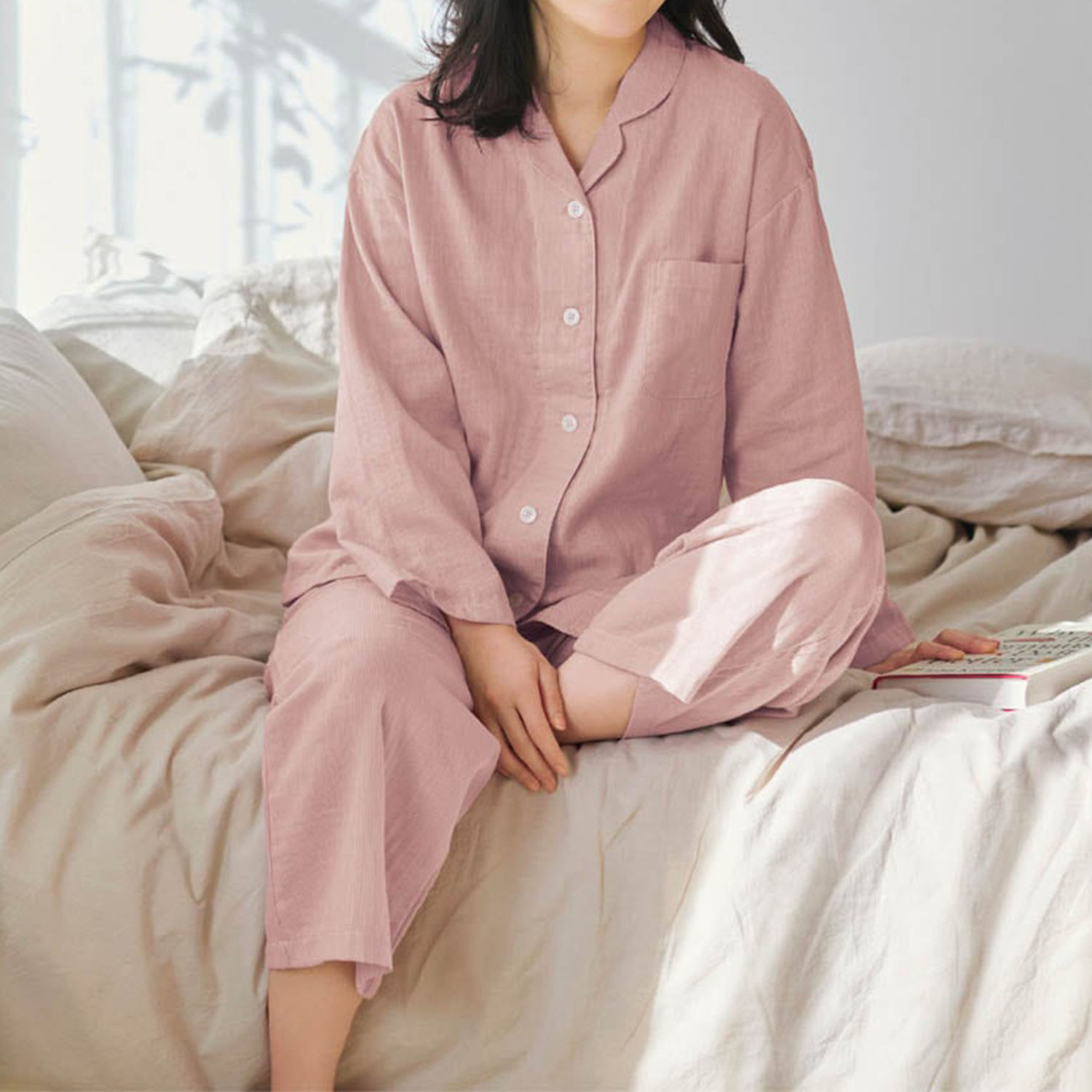 【グンゼ/GUNZE】汗をさらっとダブルガーゼ長袖パジャマ(アセドロン)