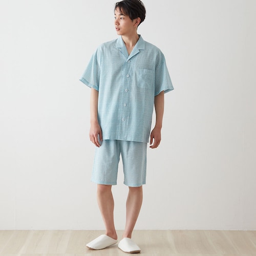 背中がメッシュで蒸れにくい半袖パジャマメンズ(アセドロン)