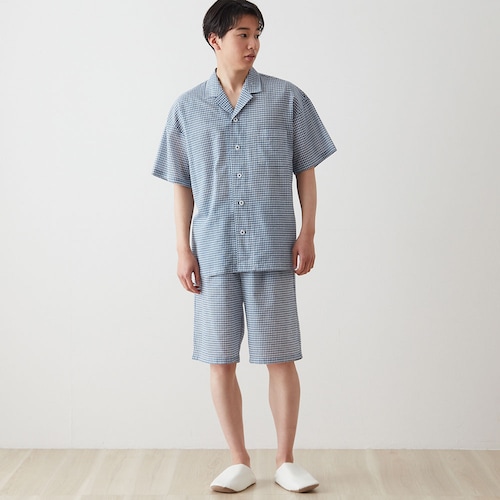 背中がメッシュで蒸れにくい半袖パジャマメンズ(アセドロン)