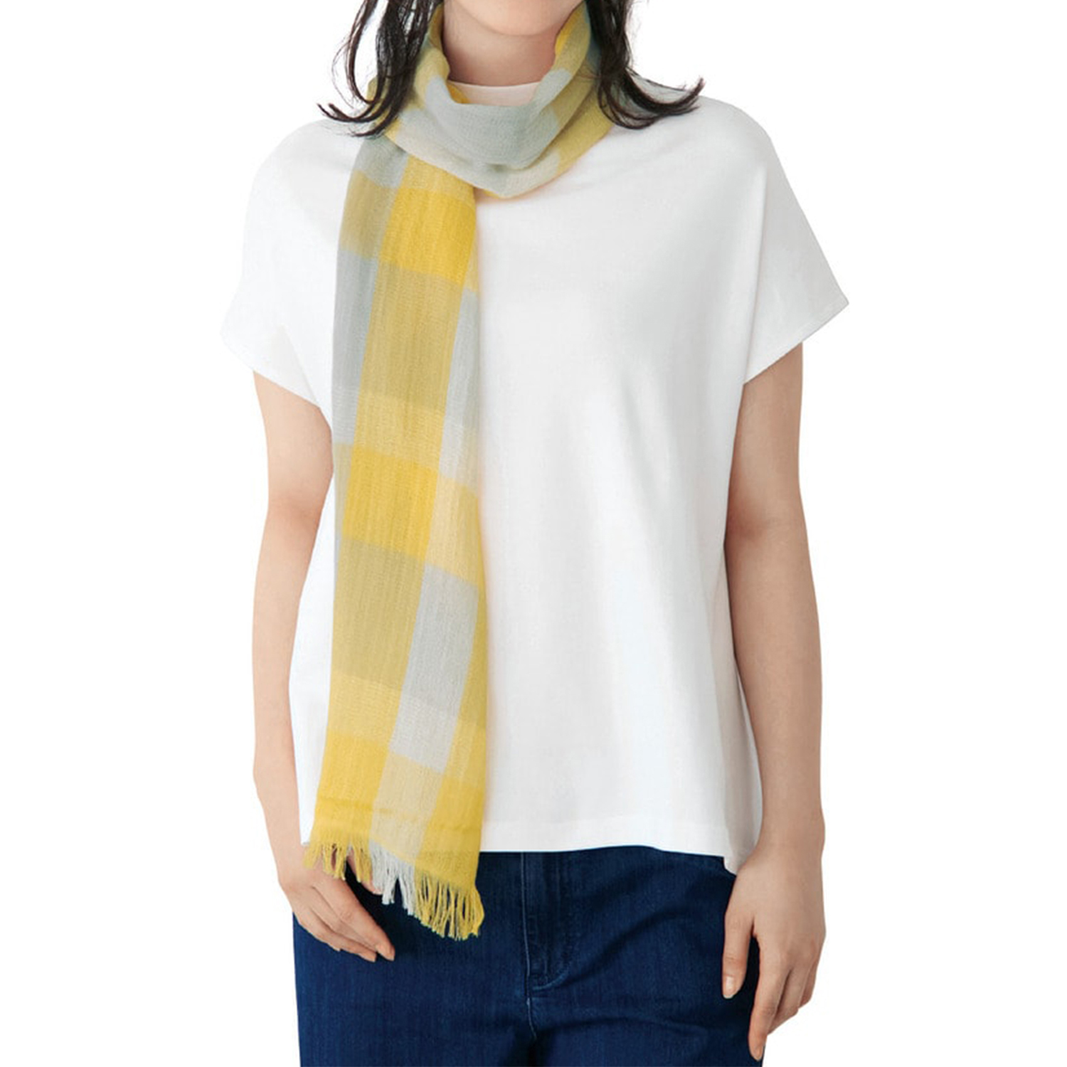 【ベルメゾン】綿素材の今治チェックストール