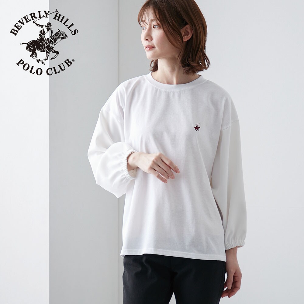 【ビバリーヒルズポロクラブ/BEVERLY HILLS POLO CLUB】袖布帛使いカットソープルオーバー