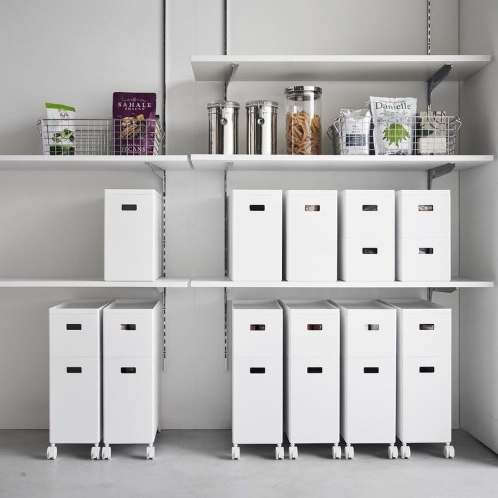 【タワー/tower】蓋付き収納ボックスワゴン