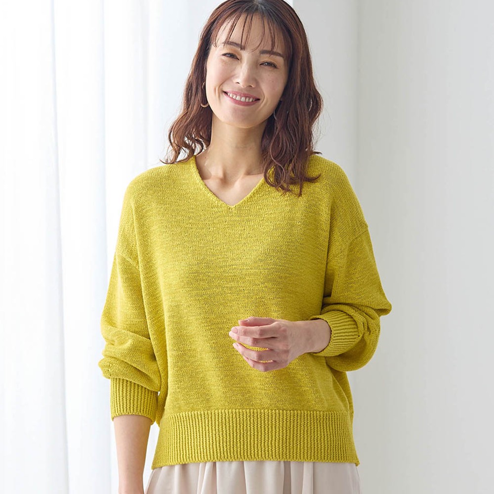 【スタイルノート/StyleNote】テープヤーンドルマンVネックニット