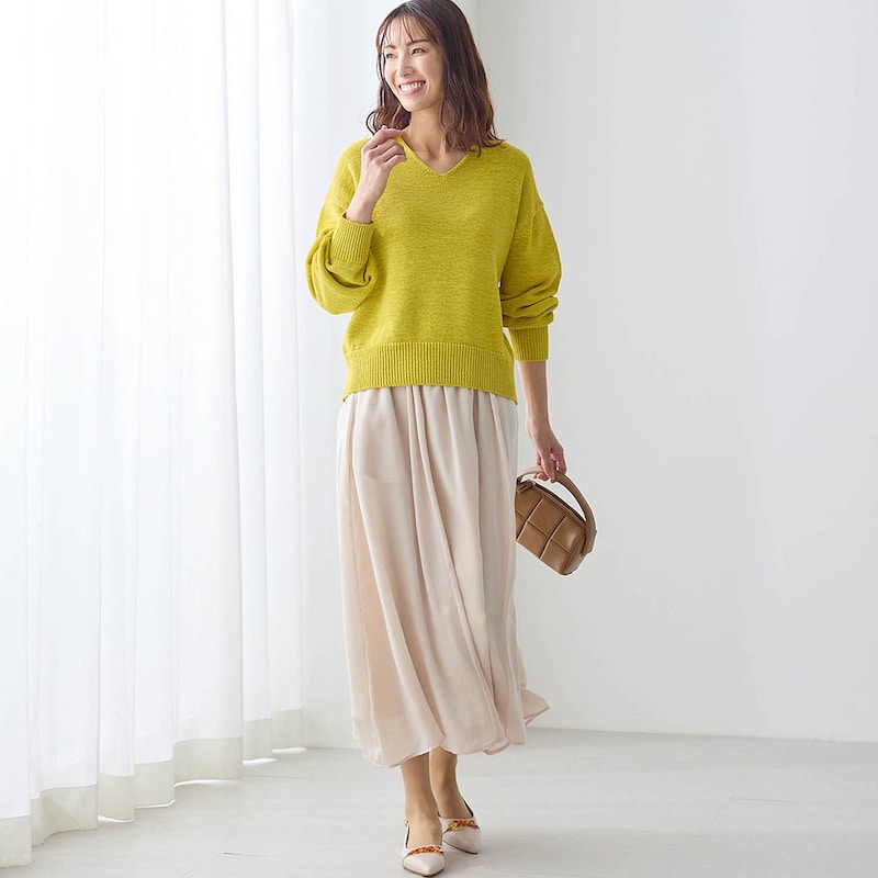 モデル身長173cm／M ※写真は撮影用のため総丈+6cmになります。