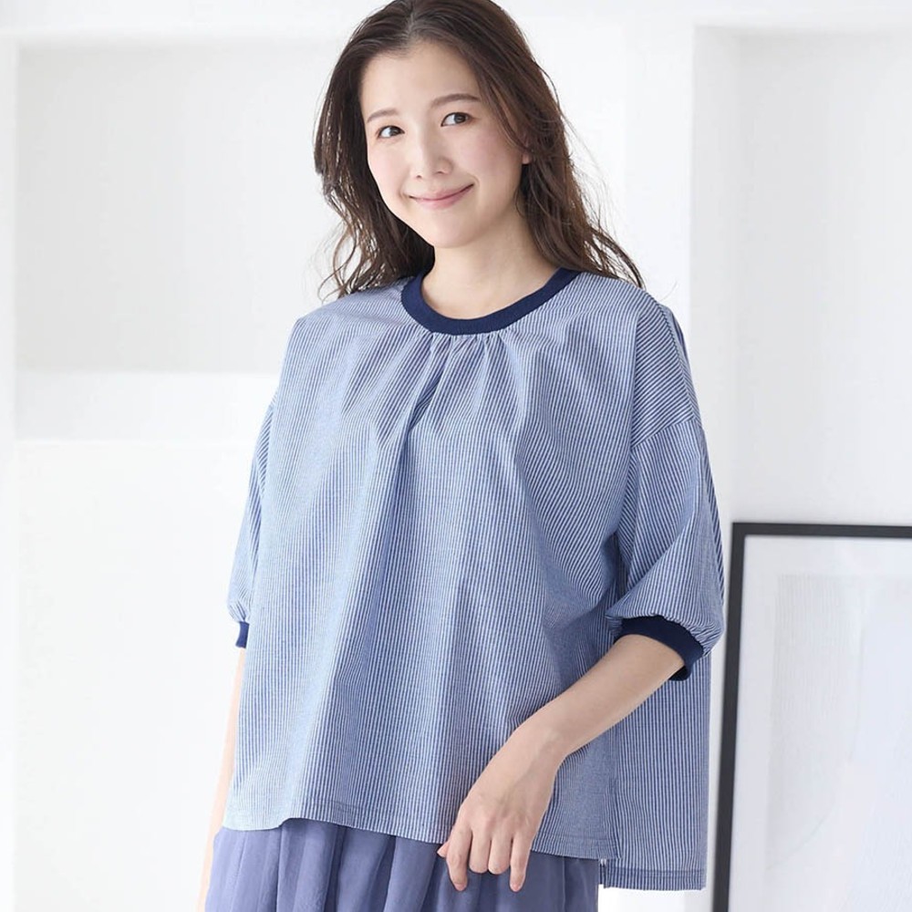 【ラ・フィット/la*fite】リブ使いTシャツライクシャツ