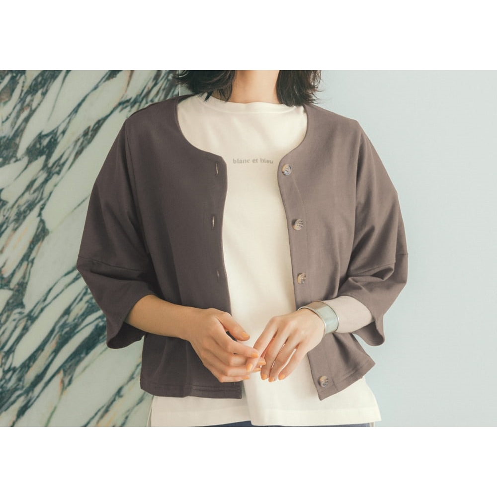 【ラ・フィット/la*fite】さらしゃりコットン混カットソーカーディガン