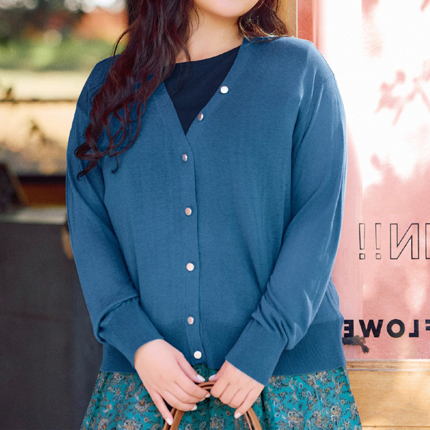 【ラ・フィット/la*fite】なめらかレーヨンシアーカーディガン