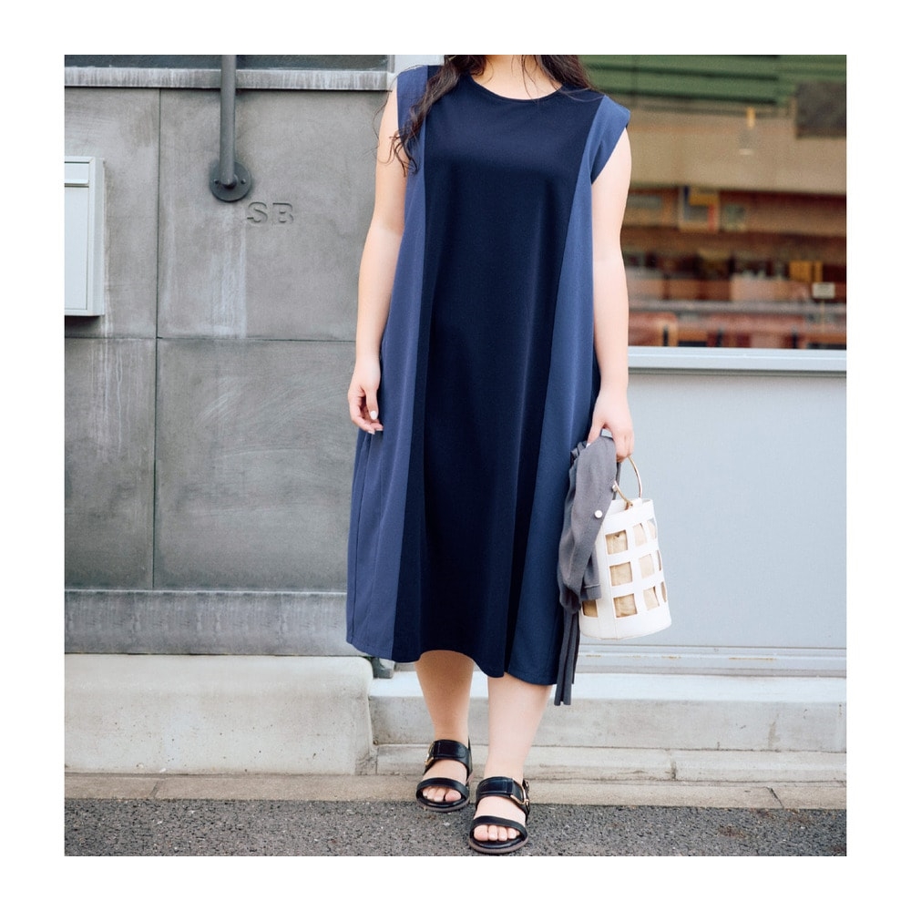 【ラ・フィット/la*fite】錯視でスッキリ見え配色ワンピース