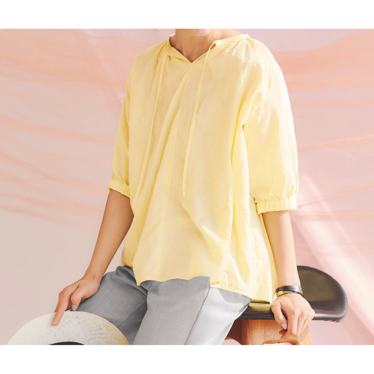 【ラ・フィット/la*fite】コットンリネンブラウス[日本製]